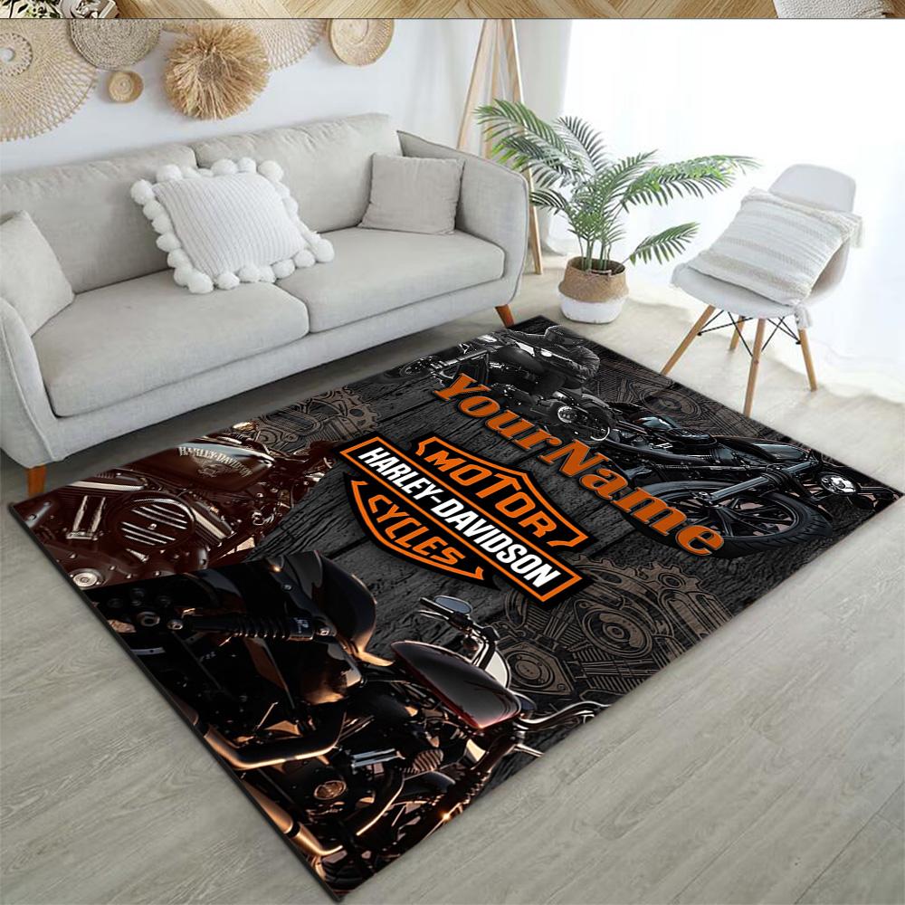 Harley-davidson Motorcycles Customize Your Name Floor Mat Design for Playrooms Foyer Dormitory Decorate room Antislip Carpet Anime Office Decor