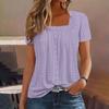 Summer Loose Casual Solid Color Square Neck Short Sleeved Top Versatile Women's T-shirts