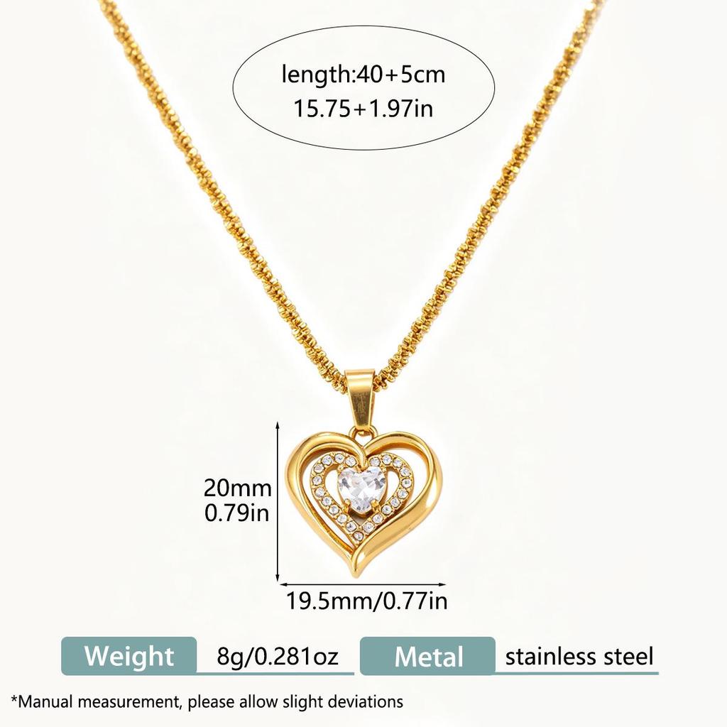 Zirconia Heart Cross Necklace Set: Elegant European & American Style for Women