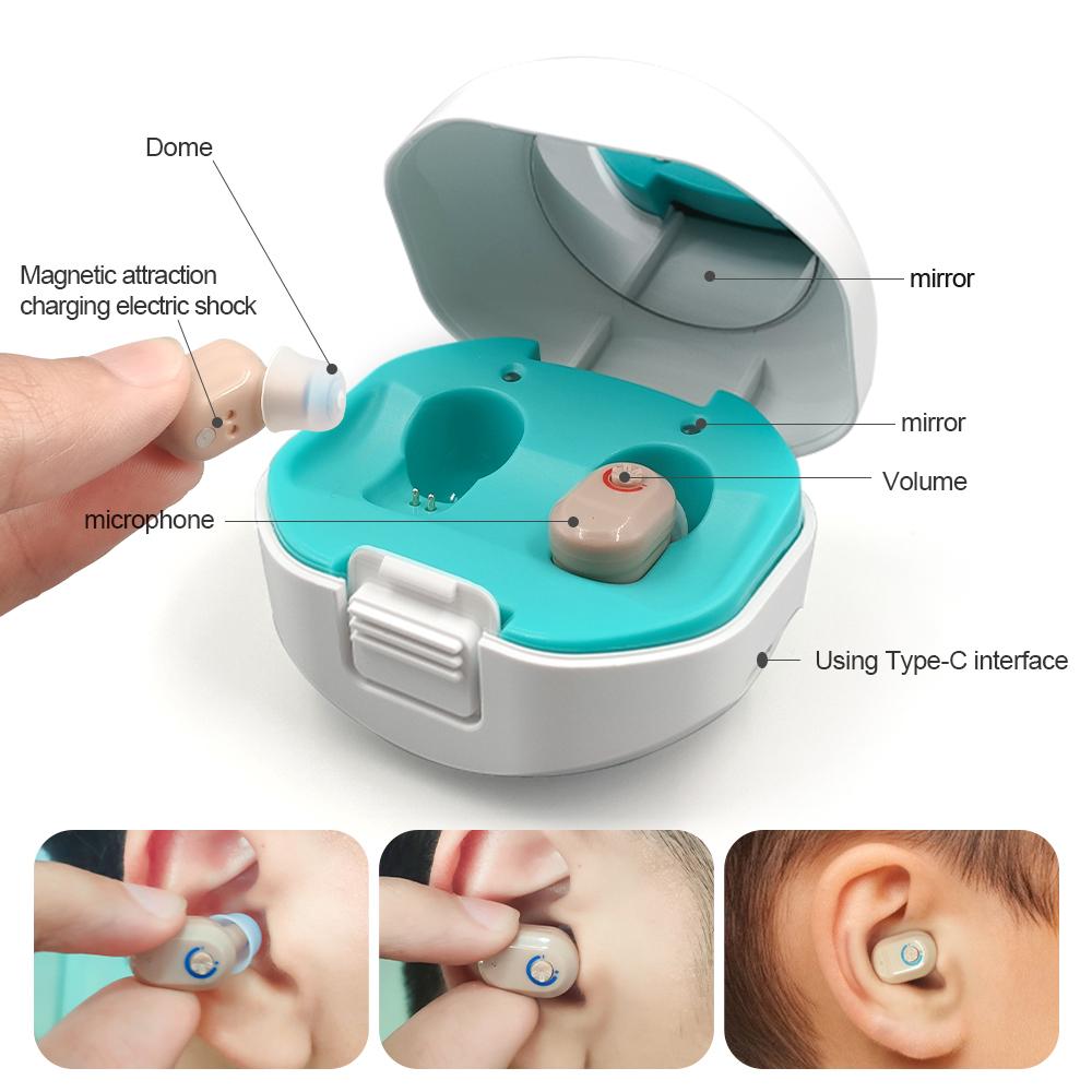 

Mini Invisible Hearing-aid Sound Amplifier Volume Adjustable Ear Hearing Assistant Helper for Elderl skin color