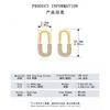 U-Shaped Stud Earrings With Full Crystal Pave Oval Design Sterling Gold Plated Minimalist Chic Women