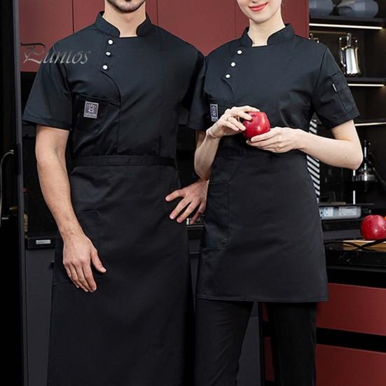 Kochuniform Oberteil Kurzarm Unifarben Tasche Schnalle Unisex Gastronomie Arbeitskleidung Übergröße Bäckerei Restaurant Kantine