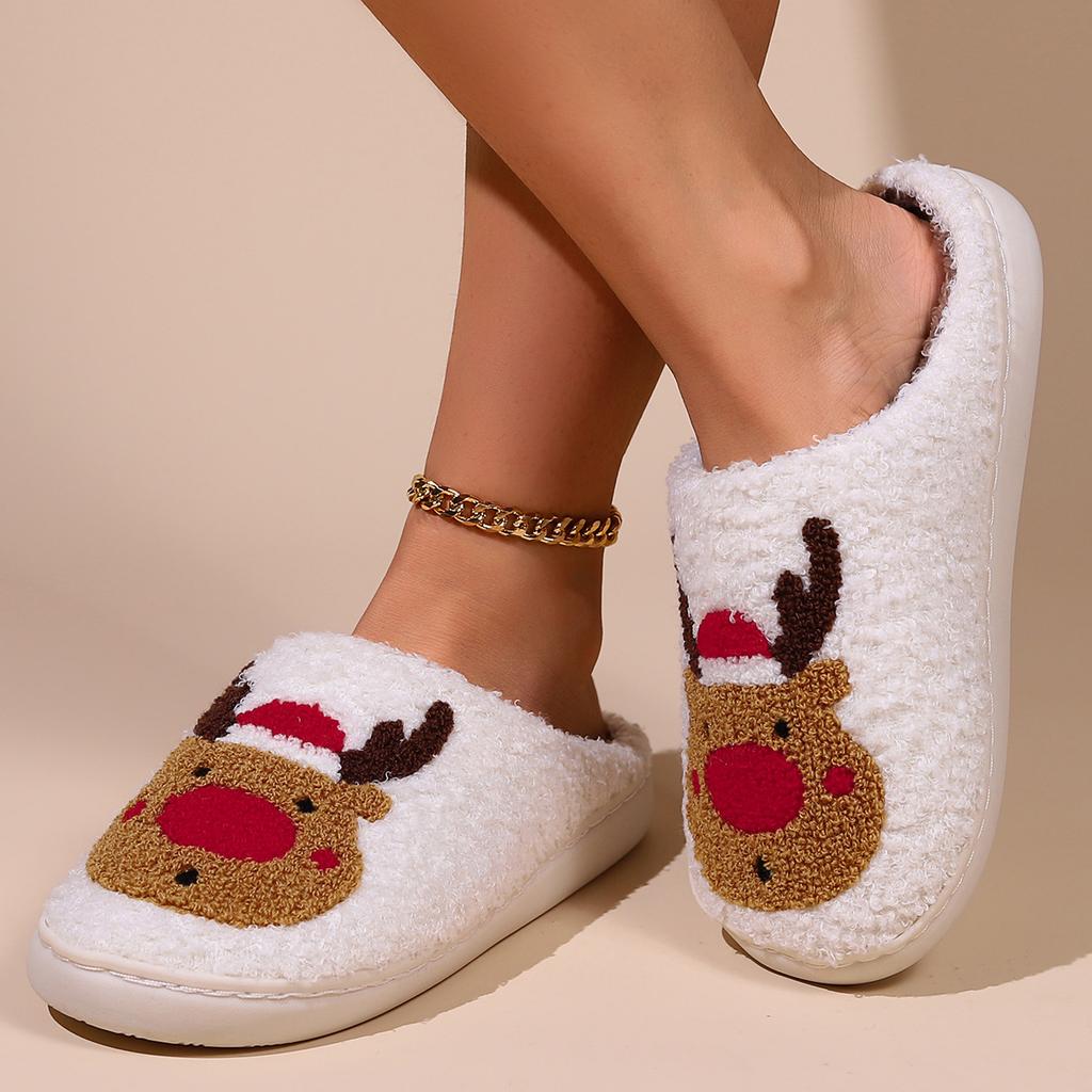 Mode Winterwärme Zuhause Baumwollschuhe für Paare Indoor Fellpantoffeln Ideal für Weihnachten