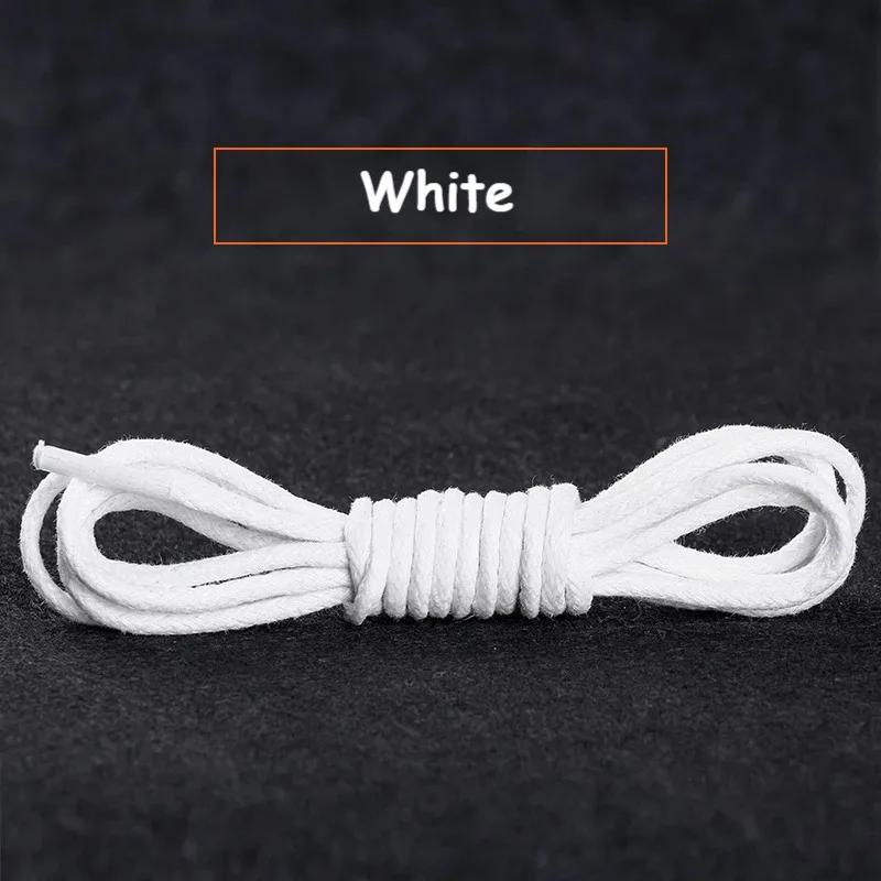 1Pair Cotton Waxed Shoelaces Men's Black Waxing Business Leather Shoelaces Boots Leather Boots Round Shoe Rope Linen Fine Laces