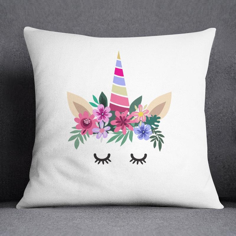 Cartoon Pink Unicorn Collection Pillow Gift Home Office Decor Pillow Bedroom Sofa Car Cushion Cover Pillowcase