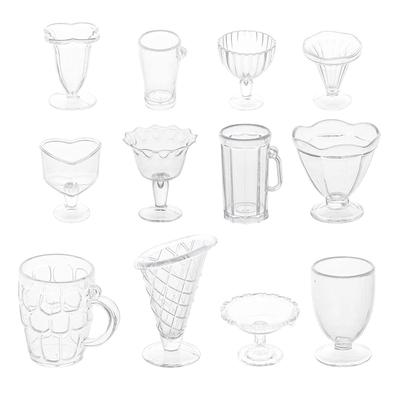 12-piece Food Play Cup Ice Cream Sundae Cup Container Clay Mini Cup Plastic Food Play Diy Miniature Simulation Cups