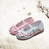 Soft Sole Floral Embroidery Satin Shoes Wear Resistant Hanfu Shoes Ballet Shoes  For Girl Women