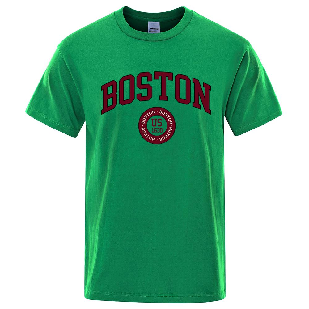 

Boston City Us Founded In 1630 Print Men T-Shirt Fashion Clothing Cotton Tops Fashion Summer Mens Tee Clothes Oversized Tshirt 4XL