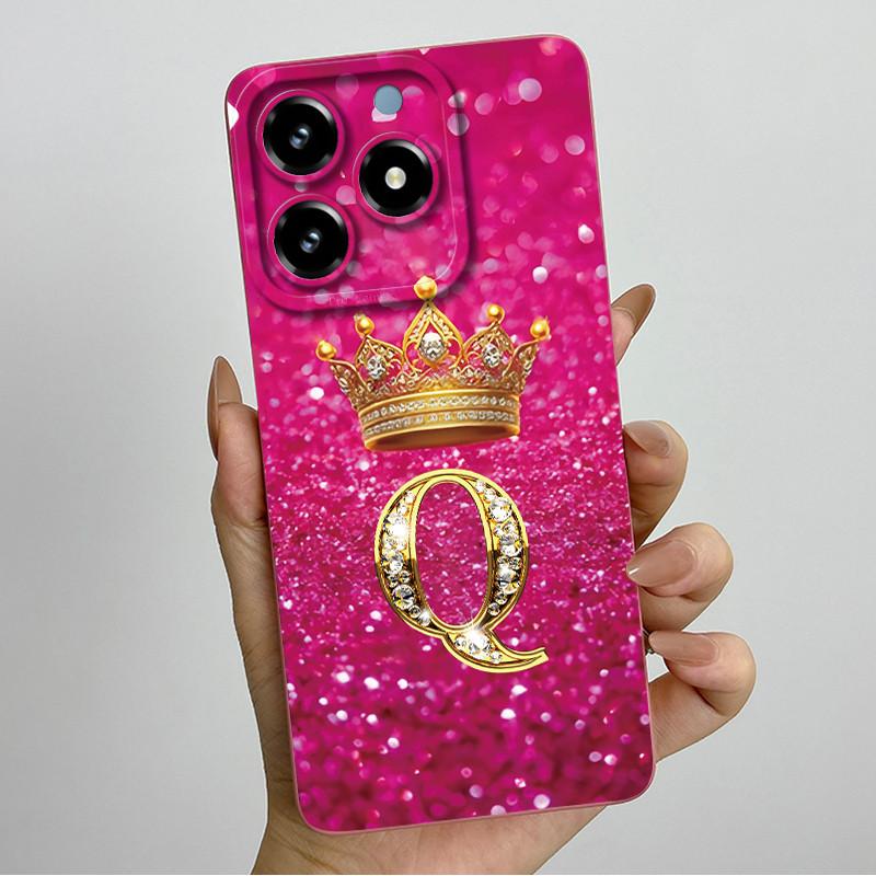 Kronenbuchstaben Handyhülle für OPPO Realme C61 4G 6,74" RMX3939 C 61 C63 Narzo N63 Hülle Quadratisch Flüssigsilikon Weiche Stoßfängerabdeckung