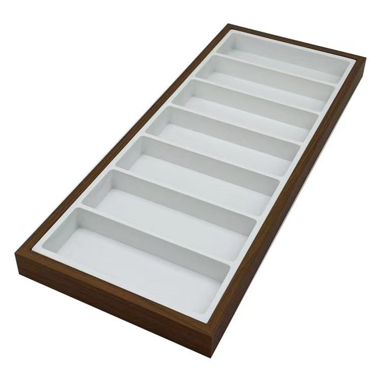 Wooden 7 Grid Glasses Display Tray Sunglasses Counter Display Tray Eyeglasses Storag Rack Jewelry Organizer Storage Case