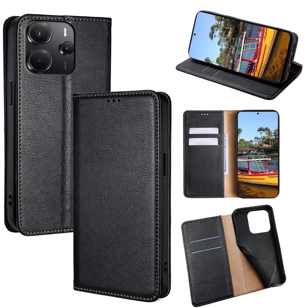 For Xiaomi Redmi Note 14 4G (164.84mm) Case Wallet PU Leather Magnetic Auto-Absorbed Phone Cover