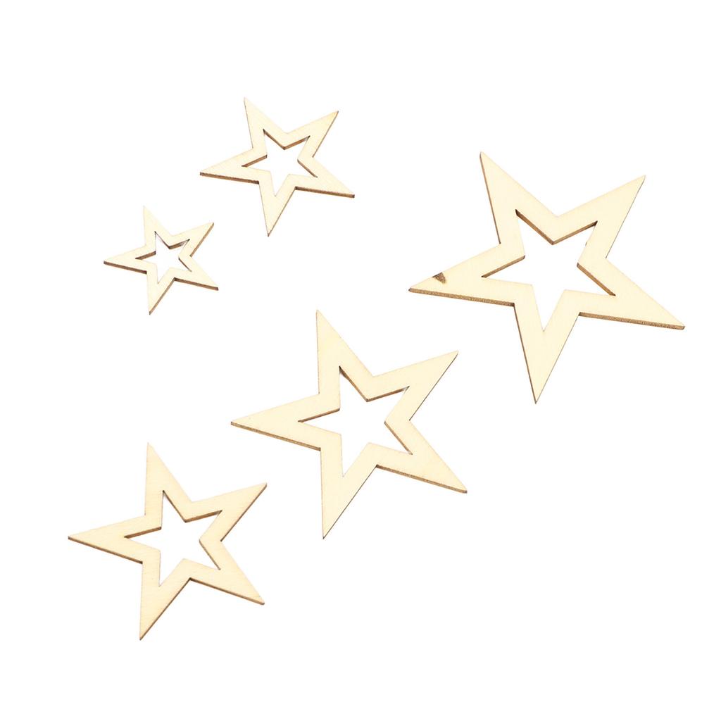 205pcs Assorted Size Wooden Stars Unfinished Blank Wooden Stars Ornaments for Art Craft Wedding Party