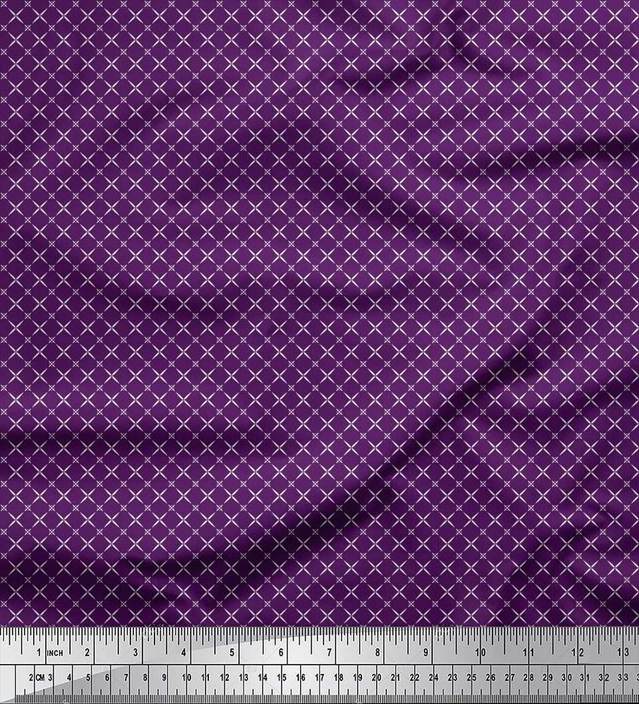 Soimoi Japan Crepe Satin Fabric Geometric Small Print Fabric by Metre 42 Inch