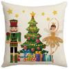 New Christmas Nutcracker Pillow Linen Print Reversible Living Room Sofa Bedroom Cushion Cushion Cover