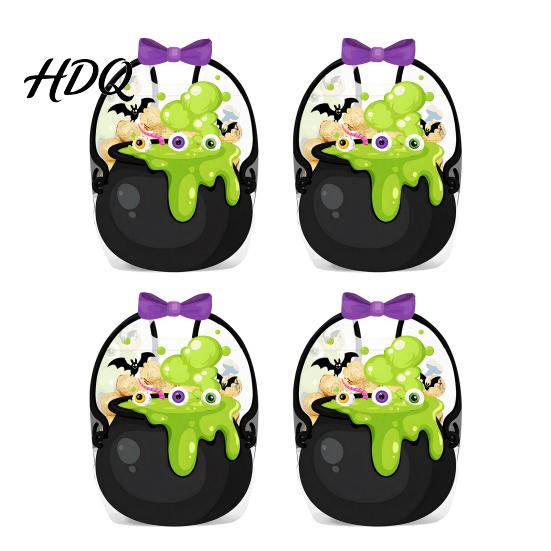 Candy Bag Set 2/4/6Pcs Clear Gift for Halloween Christmas Goodie Treat Bags Transparent Window Pouches with Handle Resealable Sealed Pouch