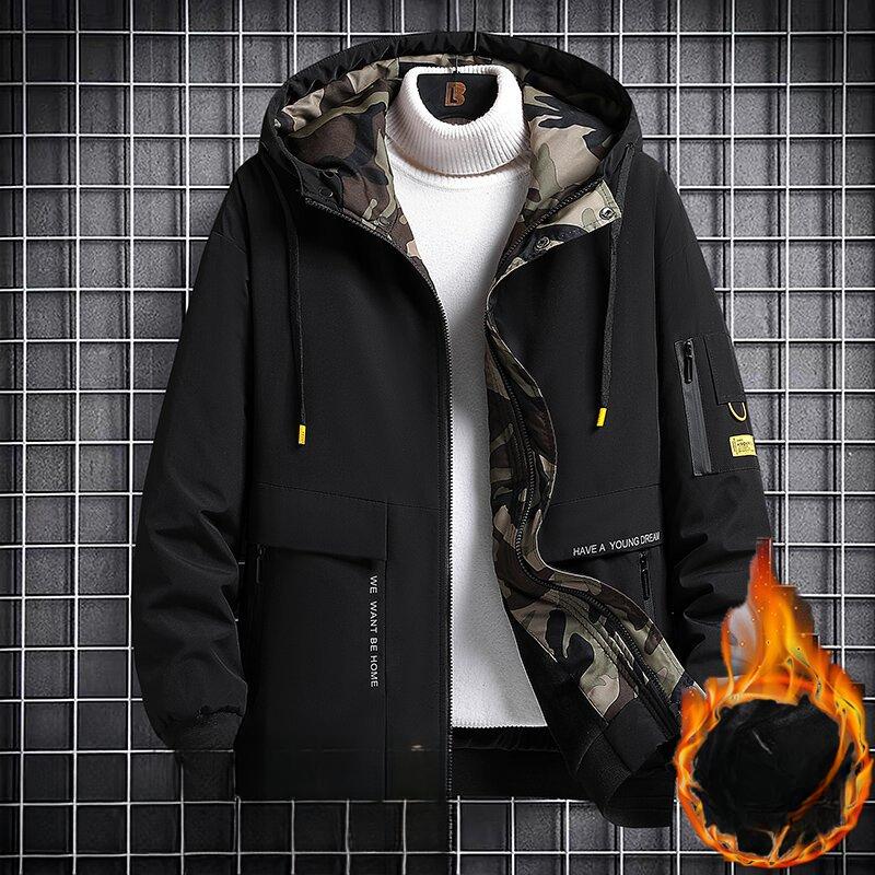 

Мужская куртка с капюшоном на осень и зиму, мужская трендовая свободная красивая флисовая утолщенная куртка с инструментами 4XL