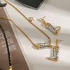 Youthway Exquisite Statement Stainless Steel Gold& White Zircon Star Boots Pendant Necklace Earrings Trendy Lady Jewelry