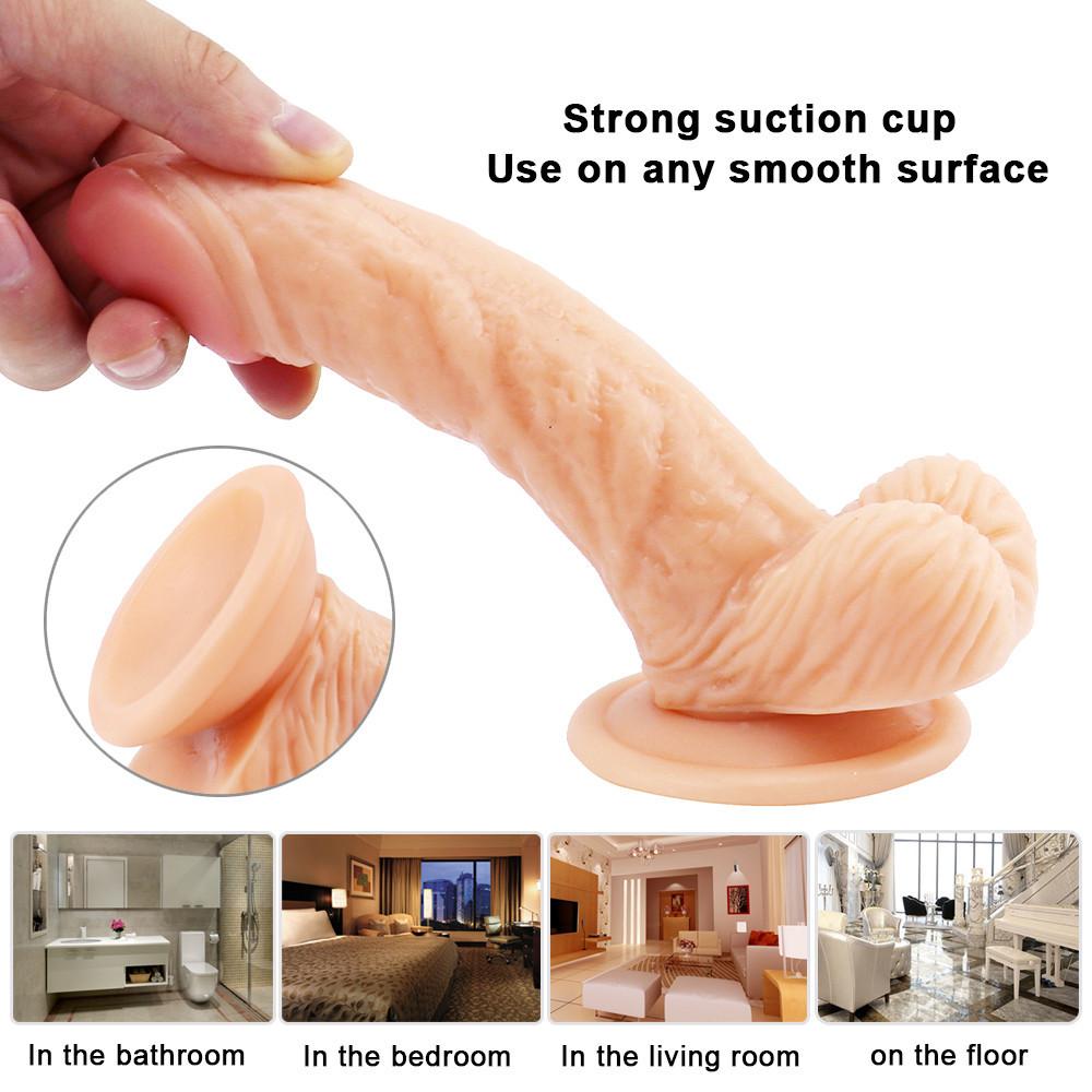 Realistic Dildo Convenient Realistic Penis Safe Use Realistic Penis Toy PVC Waterproof Suction Cup Dildo Toy for Home  Adult