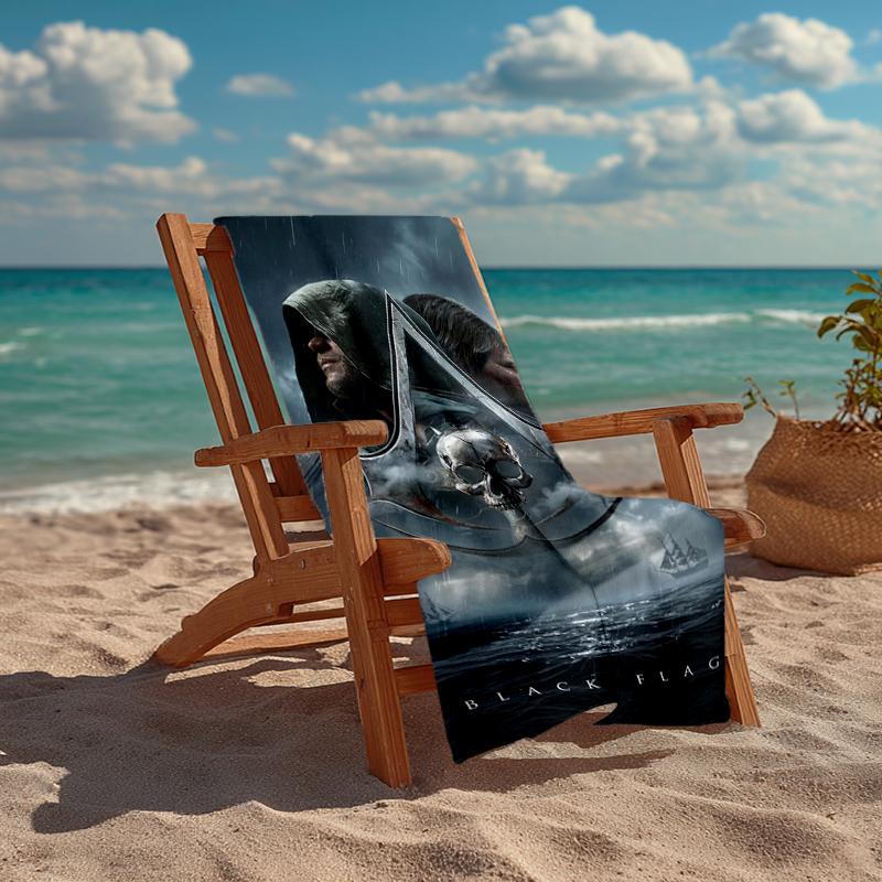 Ultra-weiches Strandtuch mit Assassin's Creed-Thema, Ideal für Pool - Camping, Tauchen - Perfekter Reisebegleiter, Lebendiges Strandtuch.