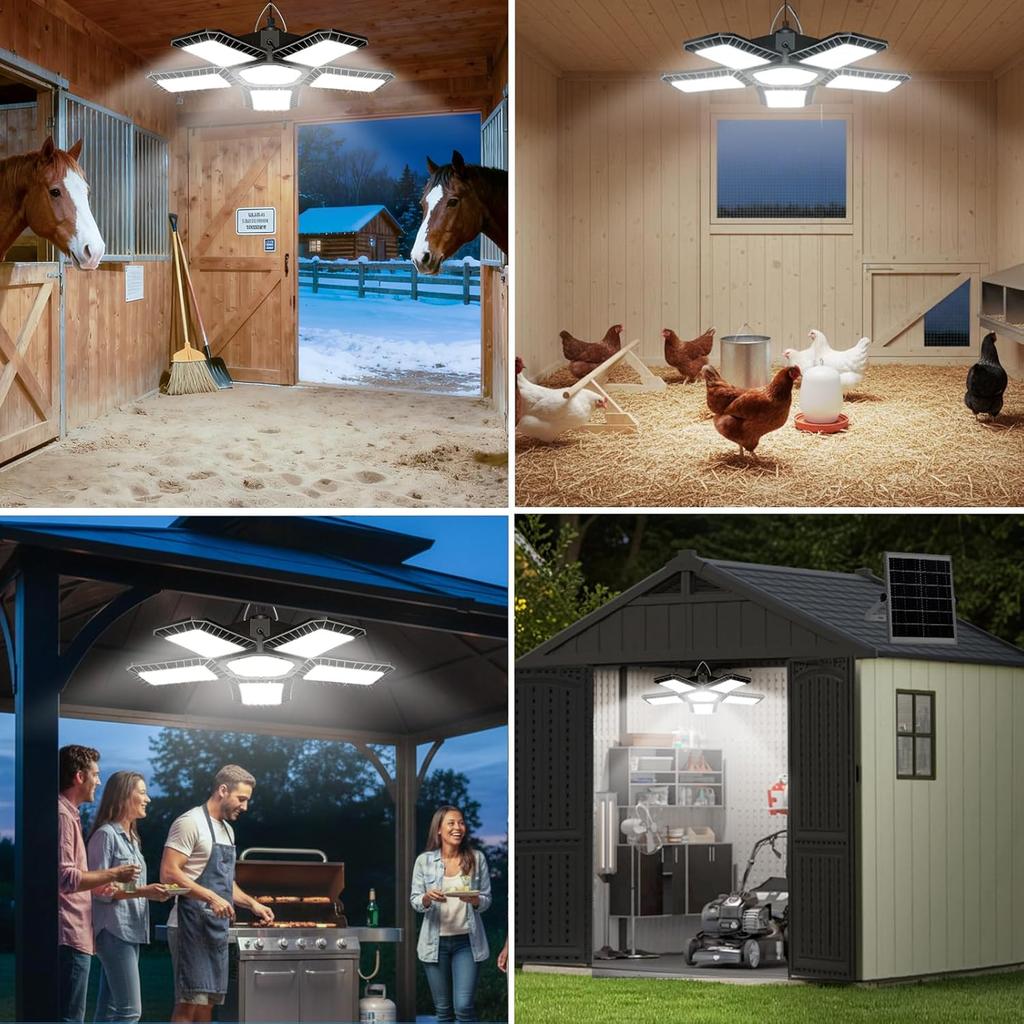 Solar Shed Light 267LED Motion Sensor Pendant, Indoor Outdoor, 2 Modes + Timer Remote