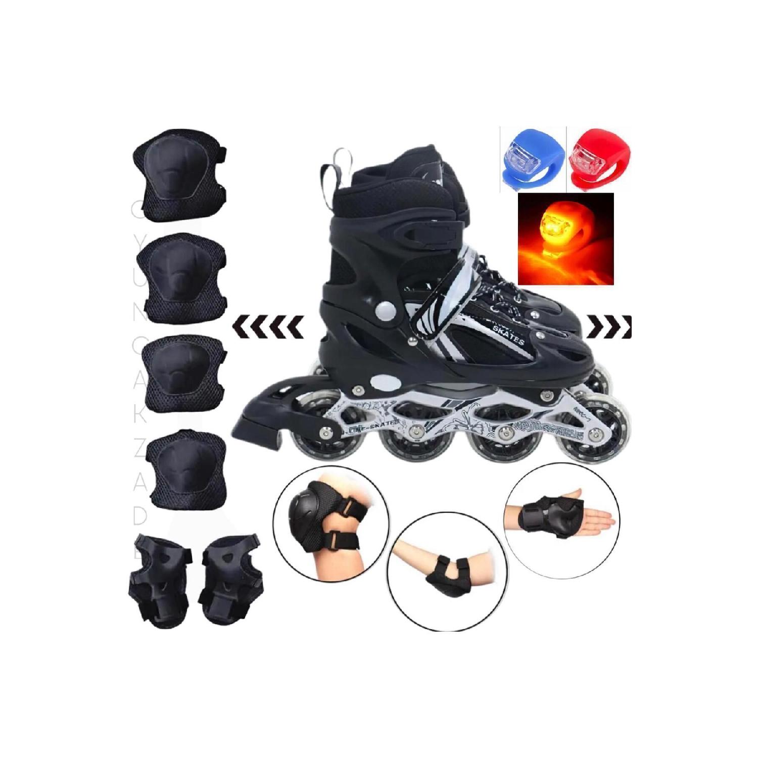 

Skates Adjustable 2 In 1 Lighted Metal Body Practice Skating Bag Knee Pad Gift Single Led Gift 38-41 синій