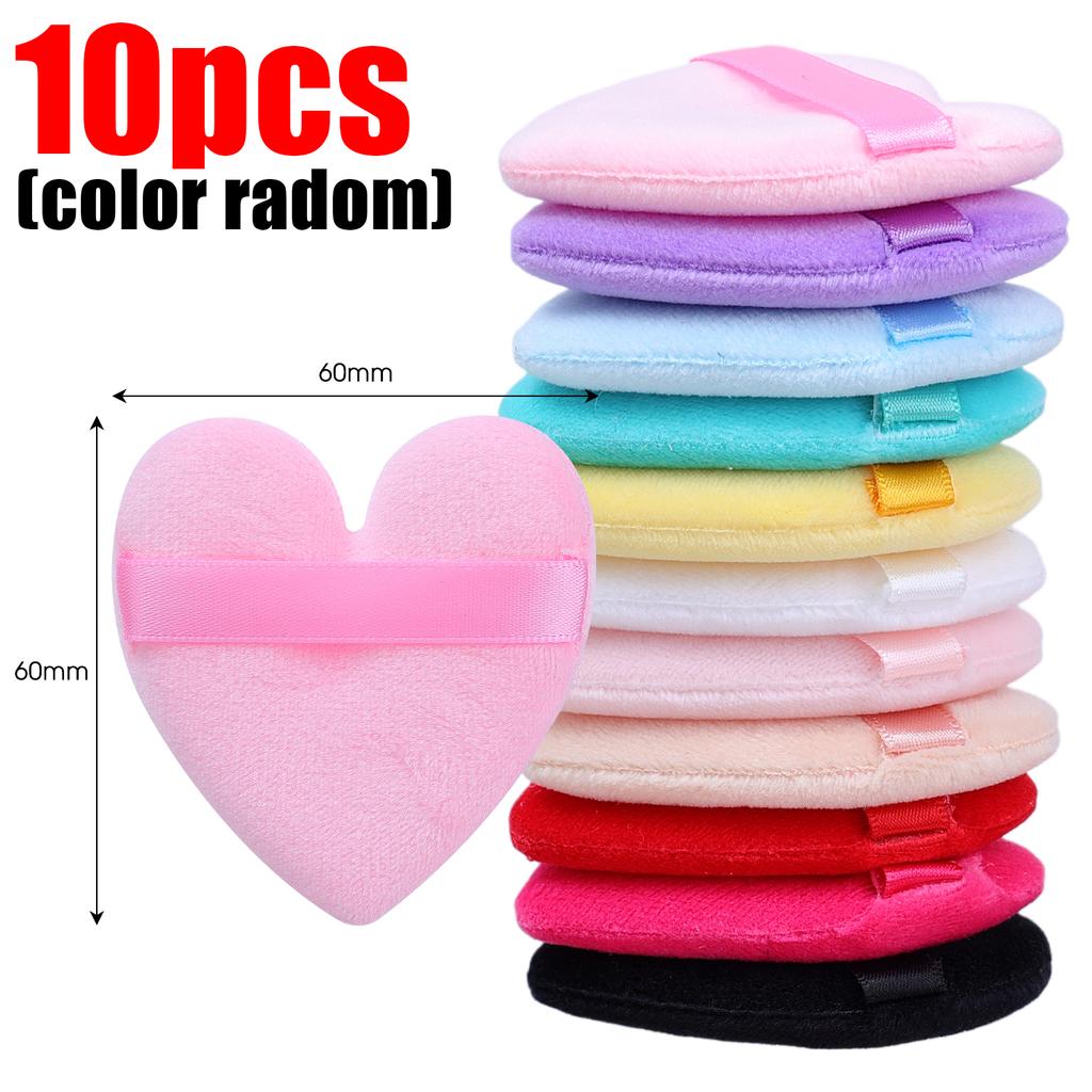 5/50pcs Colorful Heart-shaped Cosmetic Puff Velvet Loose Dry Powder Make Up Puffs Reusable Soft Sponge Facial Beauty Tools