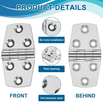4Pcs Stainless Steel Hinges 3" X 1.5" Heavy Duty Boat Hatch Hinge Household Door and Cabinet Hinge No Noise Hardware Accessory