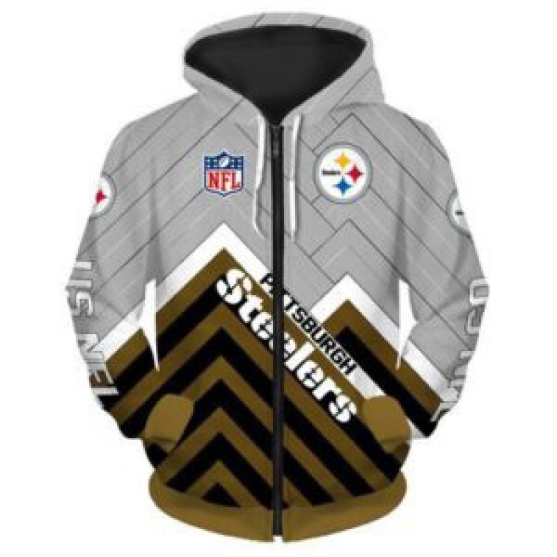 Herren Damen NFL Kapuzen-Reißverschluss-Sweatshirt Digitaldruck Lockerer Schnitt Freizeit-Sportbekleidung Alles