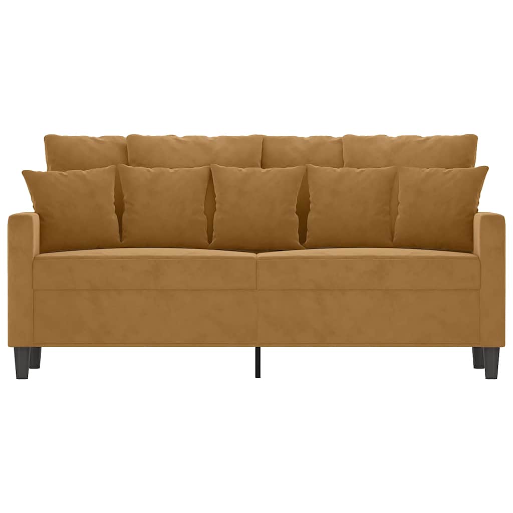 2 Seater Sofa Brown 140 cm Velvet