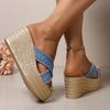 Cross Strap Chunky Platform Sandals for Women 2025 Summer Thick Bottom Wedge Slippers Woman Plus Size Fashion High Heel Sandals