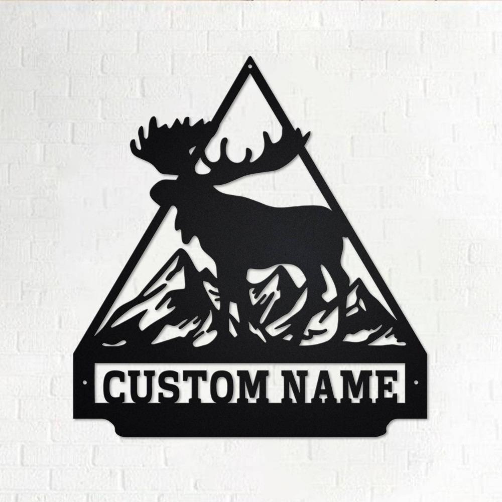 Custom Metal Wall Art Moose Silhouette Personalized Unique Home Indoor Outdoor Decor Garden Kitchen