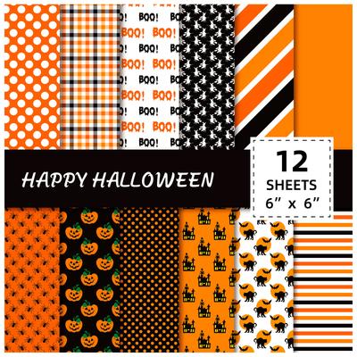 12 Sheets/Pack Halloween Ghost Pumpkin Skull Decoration Paper Diy Card Making Background Paper