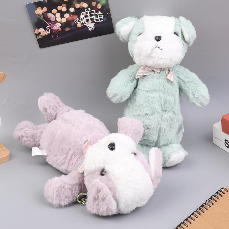 Niedlicher Tier-Stifthalter mit Reißverschluss 3D Hunde-Design Plüsch Teddy-Hund Mäppchen Schreibwarentasche für Schulanfang Geschenke für Kinder