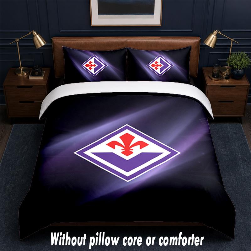 Fiorentina FC Design Bed Bedding Set 1 Duvet Cover + 2 Pillowcases Soft Breathable Household Bed Linens