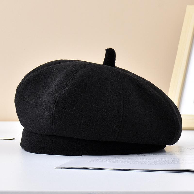 Zimní móda Baret Čepice Pro ženy Teplé Bucket Klobouky Jednobarevné Elegantní Vlněná Čepice Dámská Podzimní Venkovní Panama Čepice Newsboy Čepice