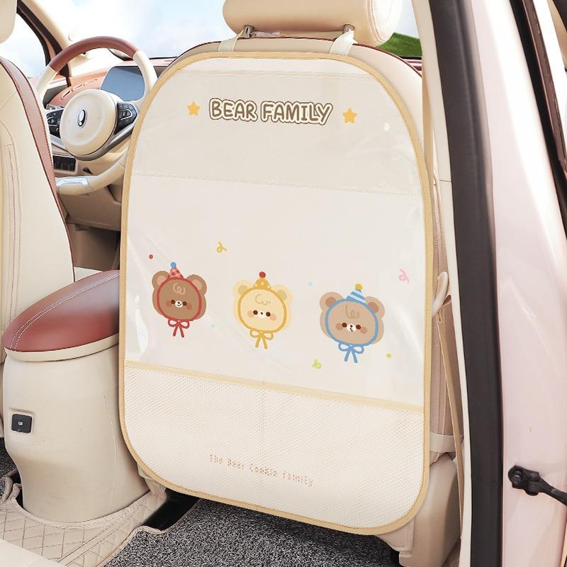 Cartoon Car Seat Back Protector Waterproof Car Anti Kick Protector Back Seat Protector Kids With Bags Pvc Car Anti Kick Mat