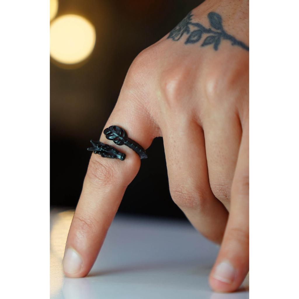 Schwarz plattierter verstellbarer Drachenmodell-Ring