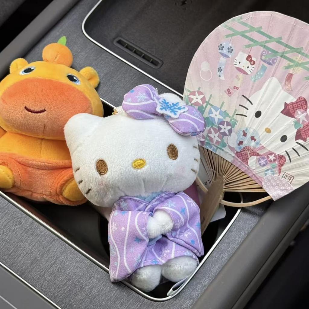 Cute KTcat Plush Dolls Keychain Kimono Themed Bag Pendant Soft Plush Accessories Cat Key Pendant for Girls Birthday Gift Toys