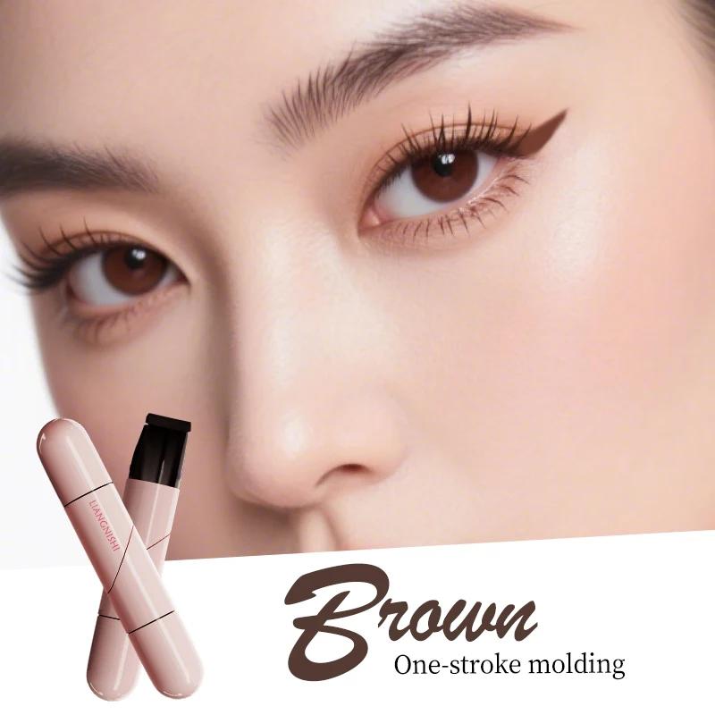Eyeliner Stamp Rotante Integrato Nero Marrone Doppia Punta Fai da Te Eyeliner Stencil per Ala Impermeabile a Prova di Sbavature Lunga Durata Penna Liquida