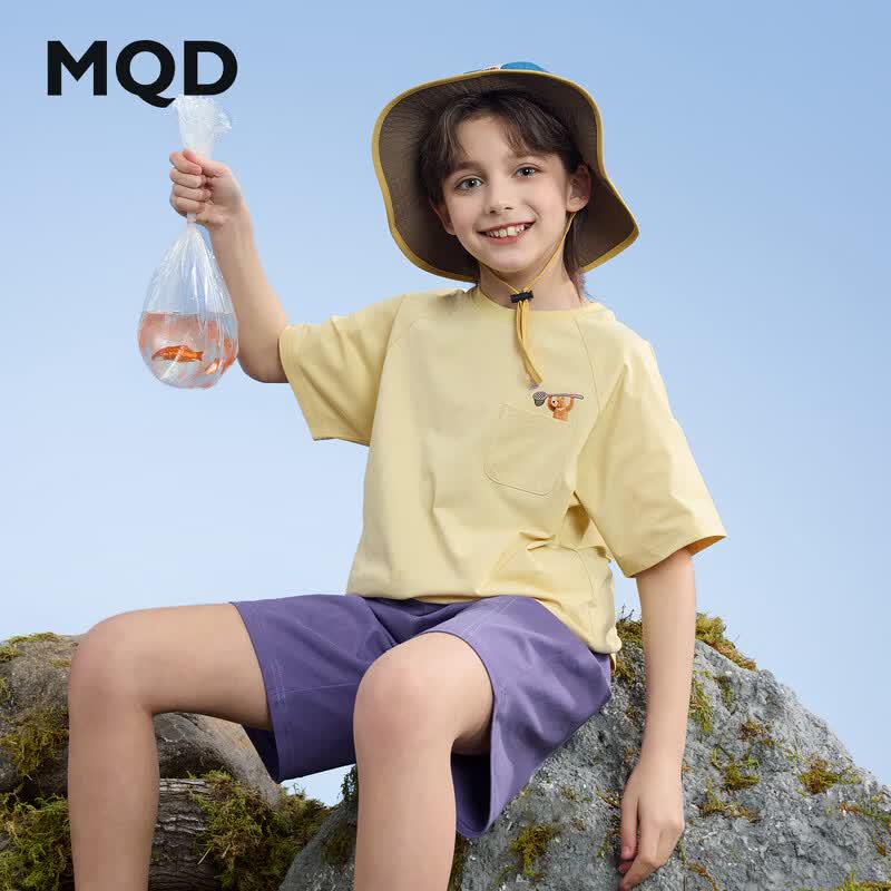 MQD Детская футболка с коротким рукавом, отводящая влагу, с мультяшным принтом 110