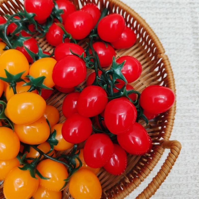 Mini Grappe de Tomates en Plastique Accessoires Alimentaires Artificiels Pour Photographie Styling Jouet Cuisine pour Enfants