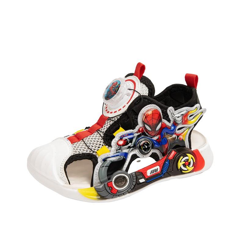 Kids Rotating Buckle Closed-Toe Sandals With LED Light Boys Girls Ages 4-12 Rubber Sole Comfortable Shoes