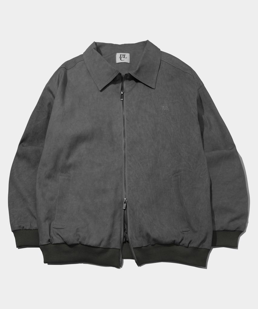 Placestudioman Vintage Washed Cotton Collared Zip-Up Blouson Work Jacket_2 Colors