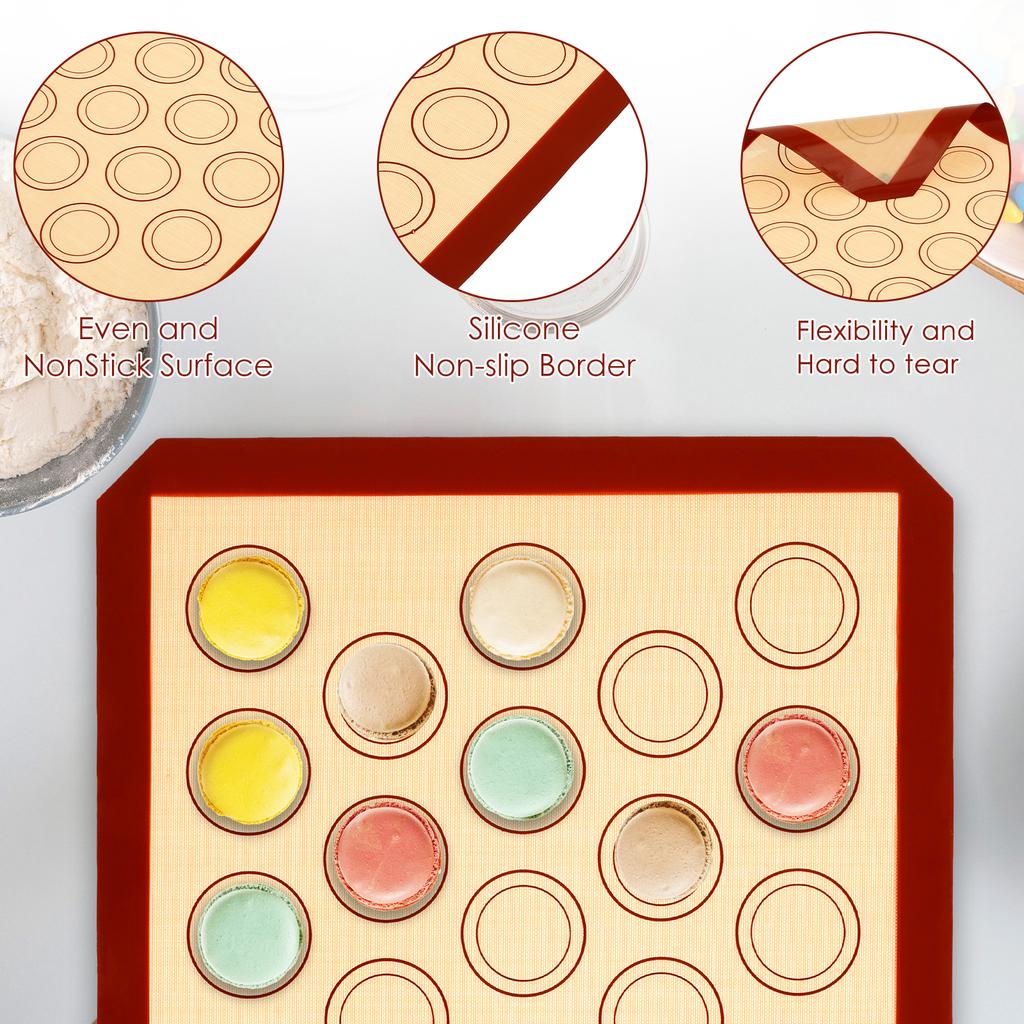 4Pcs Macaron Silicone Baking Non Stick Mat Cookie Pad Rolling Dough Mat Baking Gadget for Oven Sheet Cake Bakeware Kitchen Tools