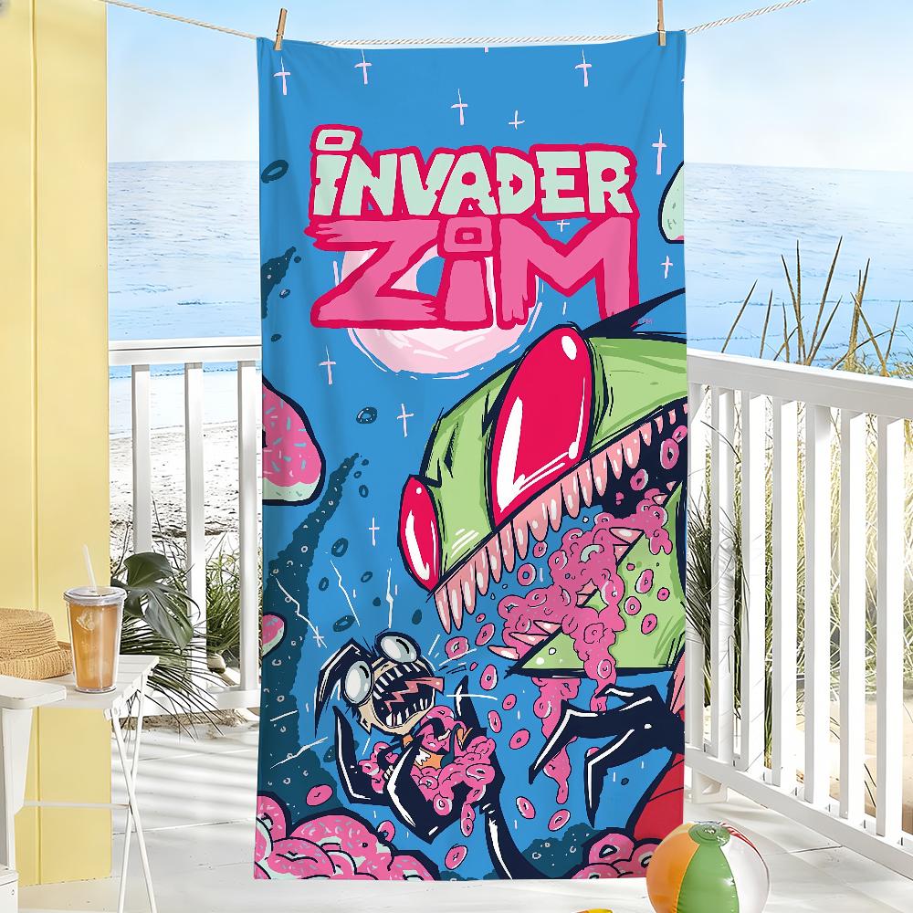 Funny Cartoon I-Invader Zim Towel Soft Pool Gift For Travel Gym Shower Camping Quick Dry Sports Large Beach Towels