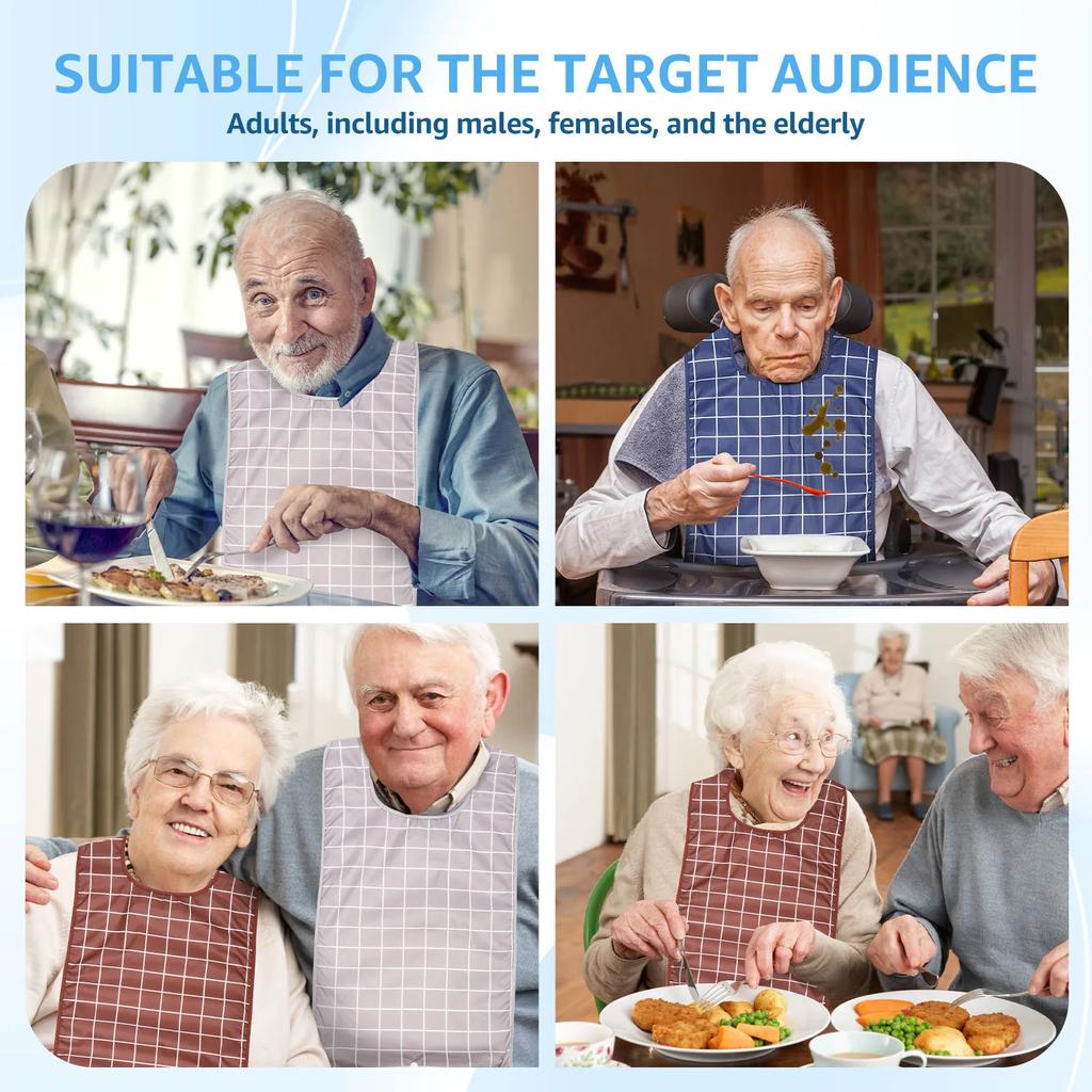 3Pcs Adult Bibs Mealtime Bib Elderly Feeding Soft Towel Cloth Clothing Stain Resistant Protectors for Adult Men and Women