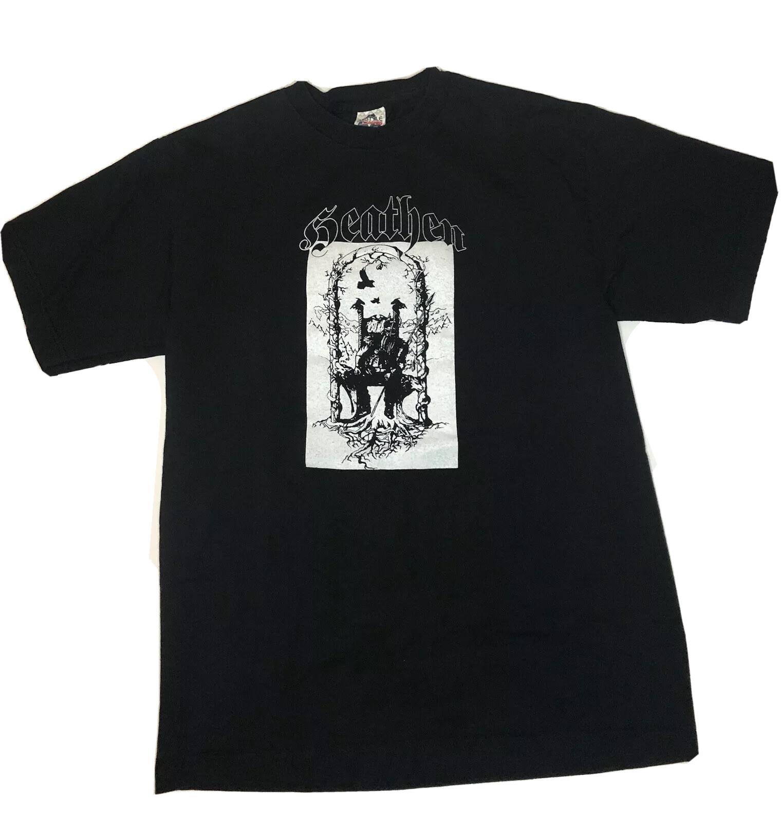 Heathen Mens Black Medium Medieval Warrior Alstyle Throne Birds Art Unisex T-Shirt S