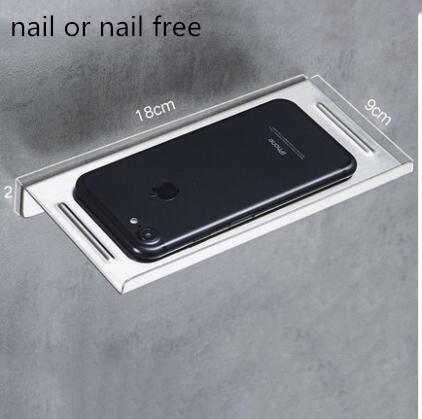 

Nail or Nail Free 304 Stainless Steel Brushed Black phone holder rack Wall Mounted Bathroom Rack Shelf