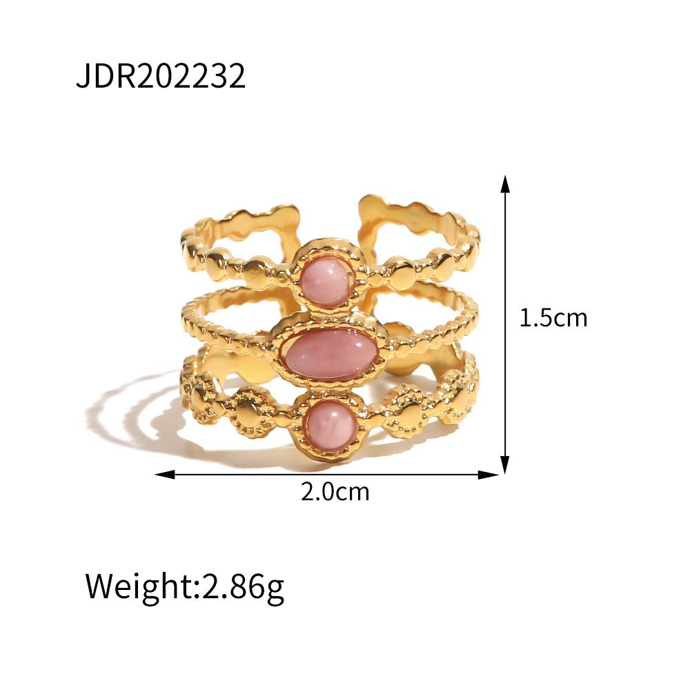 Youthway New Design Natural Stone Stainless Steel Ring Women Waterproof Stylish Golden Jewelry  New Set