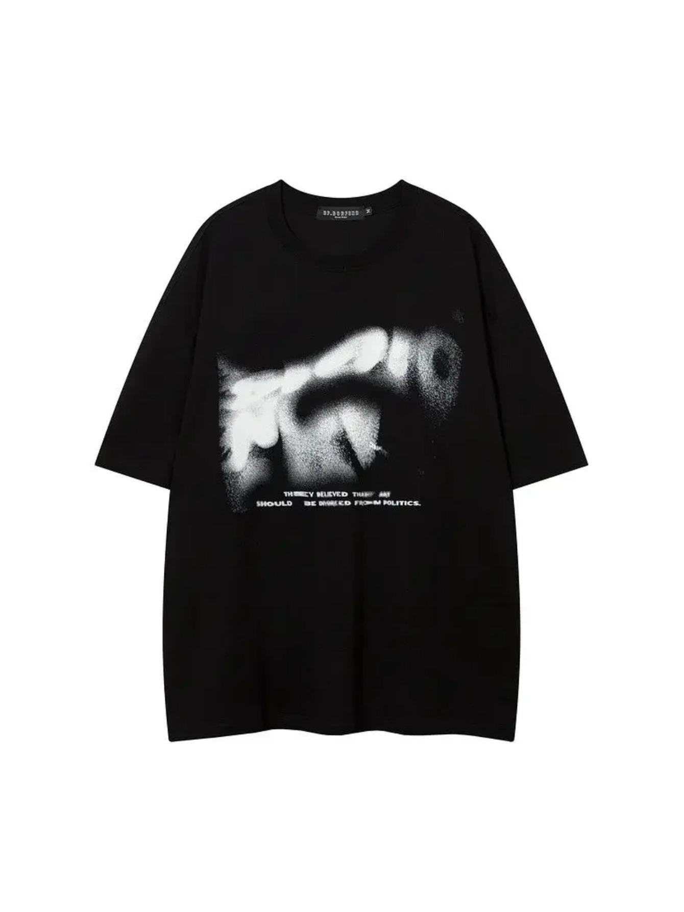 Men s Y2K Retro Hip-Hop T-Shirt - Oversized Streetwear Tee with White Vertical Marks Lip Print & Text, Black Casual Short Sleeve Shirt for Daily Wear, 4XL